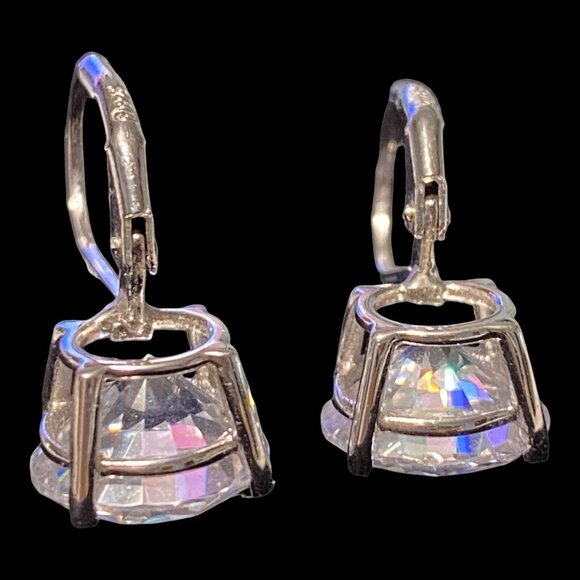 Earrings Dangle Cubic Zirconia CZ Sterling Silver 925 Women - Picture 3 of 5